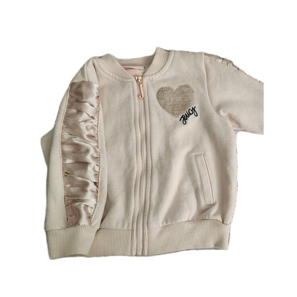 Juicy Couture Baby 12M Pink‎  Zip Up Jacket  Sweater Sweatshirt Y2K Sequin Satin - Picture 1 of 9